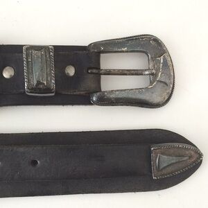 Vintage European Ed Barry Accessories charcoal and antiqued silver leather belt